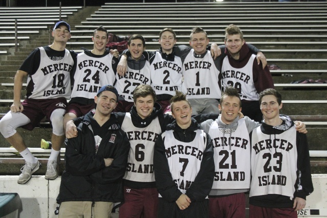 The seniors on the varsity roster for Mercer Island lacrosse in 2016 previously played under coach Chris Long when he was coach of the freshman team (Joe Livarchik/staff photo).
