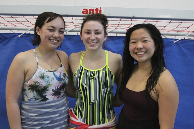 Girls water polo captains (from left) Sophie Chang