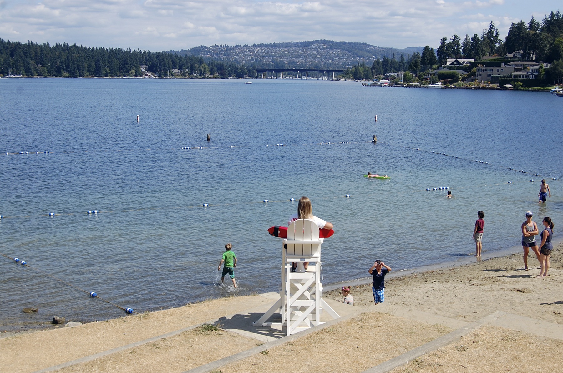 A lifeguard watches Luther Burbank Park in July 2015. Lifeguard coverage ends Saturday. File photo.