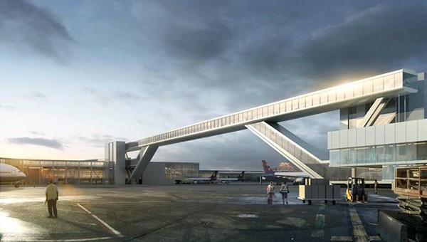 An artist conceptual rendering of the new International Arrivals Facility at SeaTac Airport. Image courtesy of Clark/SOM.