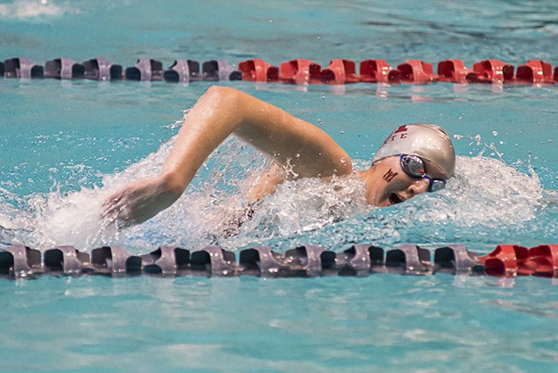Leah Fisk swims the 200 freestyle during the 3A swim and dive state championship meet Saturday