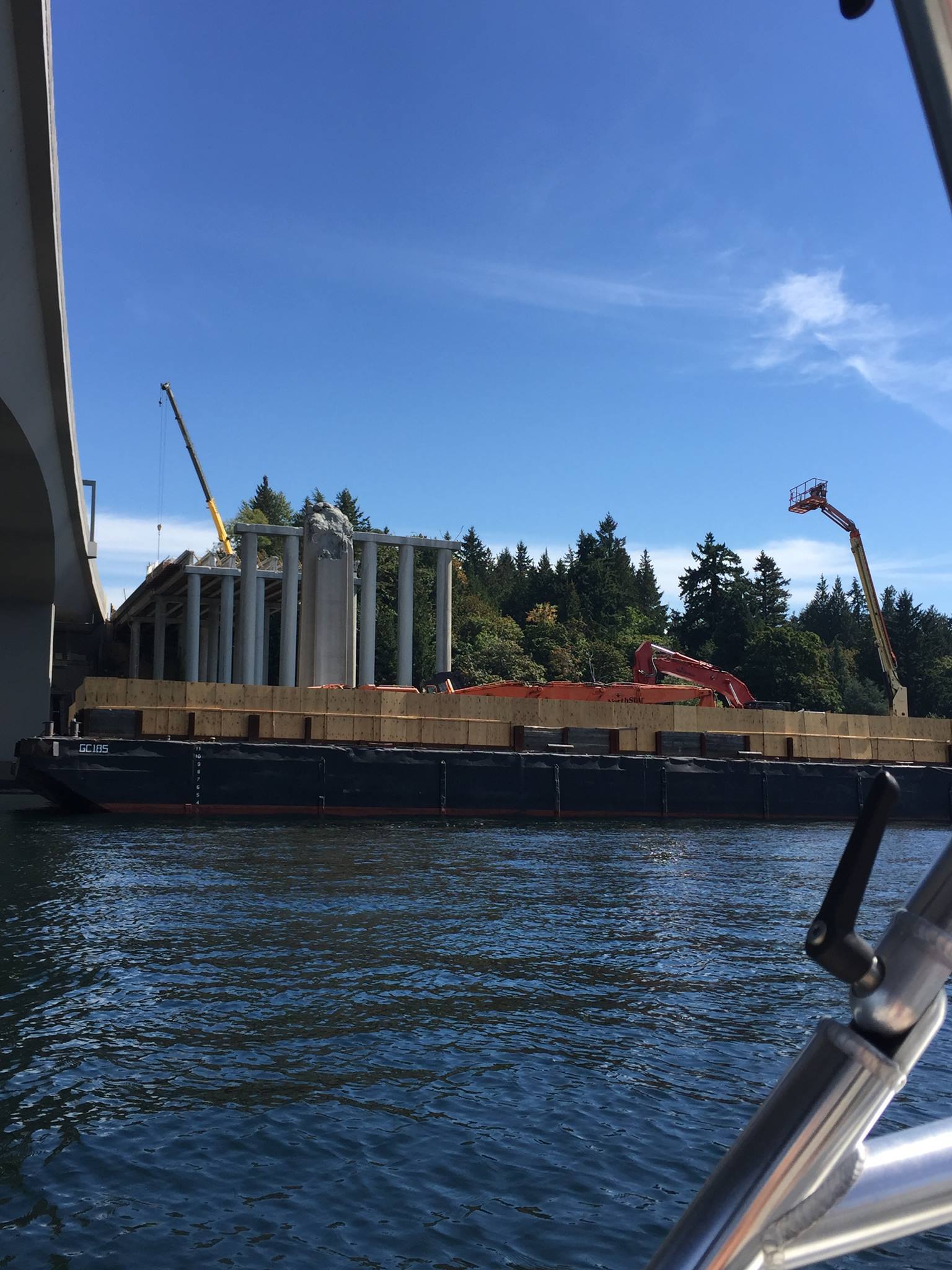 Demolition work is done on the old SR-520 bridge. Photo courtesy of Elizabeth Mooney