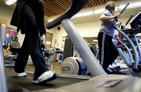 An Islander runs the treadmill at the Mercer Island Community Center fitness room on Sunday