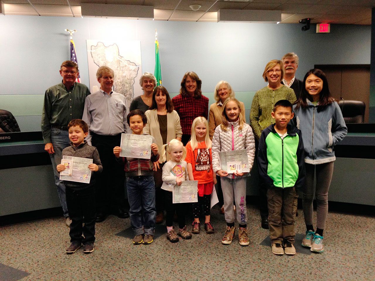 Participants in the city’s letterboxing program were awarded at the Nov. 17 Open Space Conservancy meeting. Photo courtesy of Diane Mortenson