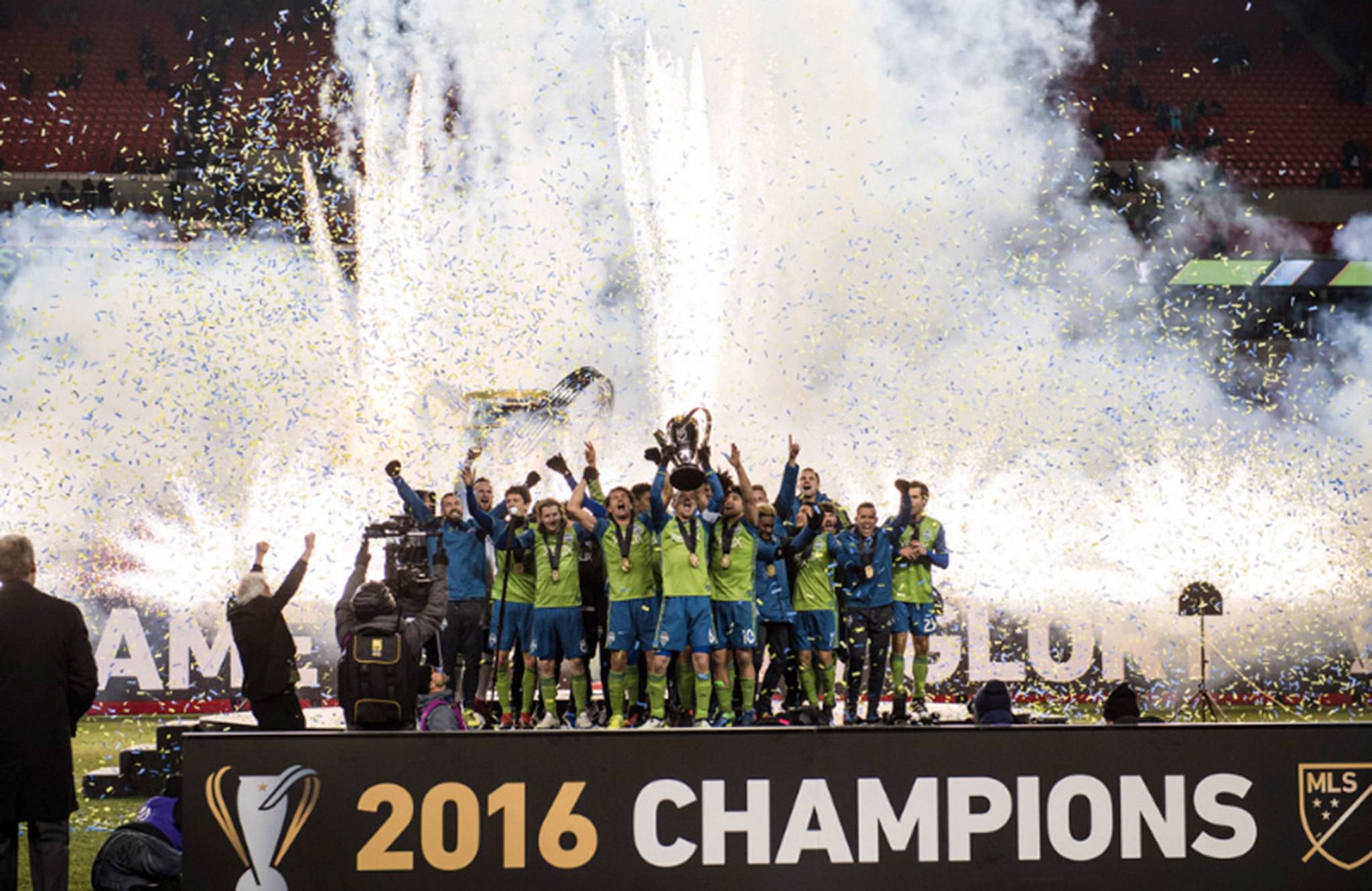 Jordan Morris and the Seattle Sounders FC took the stage and the championship on Dec. 10 in Toronto. Photo courtesy of Jane Gershovich/Sounders FC Communications.