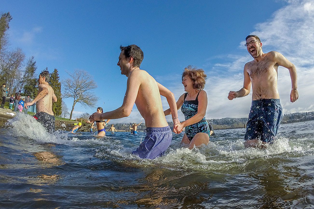 Island swimmers shiver at 50th annual Polar Bear Plunge