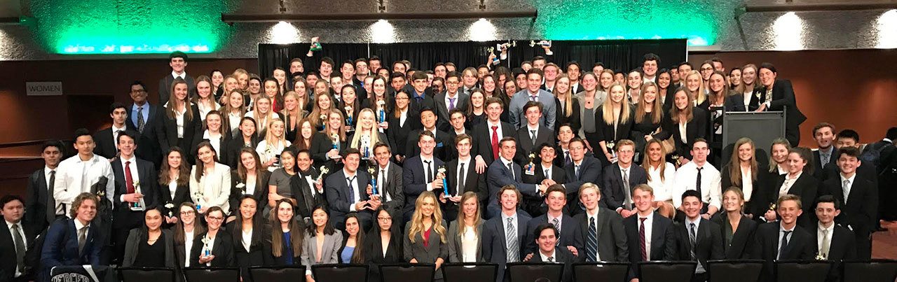 Mercer Island High School students compete in the area DECA conference. Ninety-three qualified for the state level. Photo courtesy of Craig Degginger/Mercer Island School District