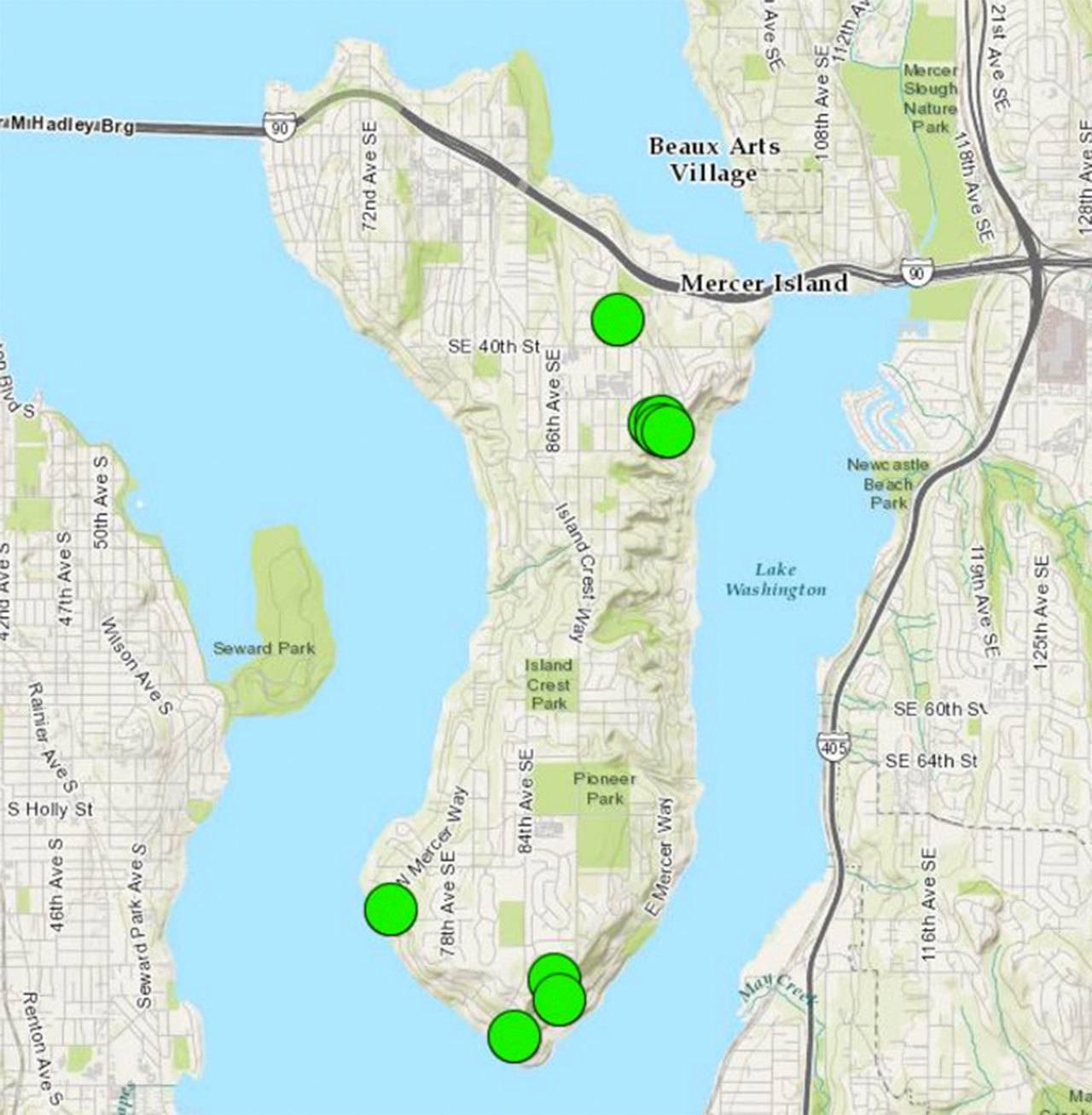 Six landslides last week in Mercer Island impacted more than 12 homes. Image courtesy of the city of Mercer Island