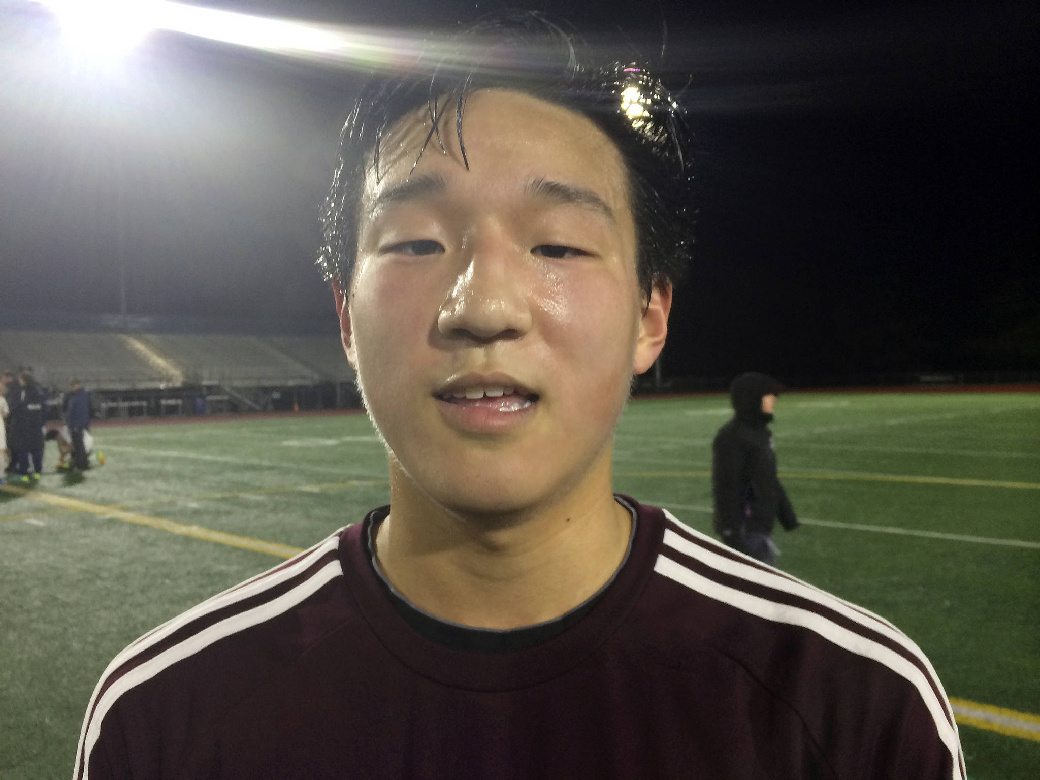 Shaun Scott, staff photo                                Mercer Island midfielder Sam Lee scored two goals against the Interlake Saints in a rivalry showdown between KingCo 3A powerhouses. The Islanders defeated the Saints 4-2 on March 21 at Interlake High School in Bellevue.