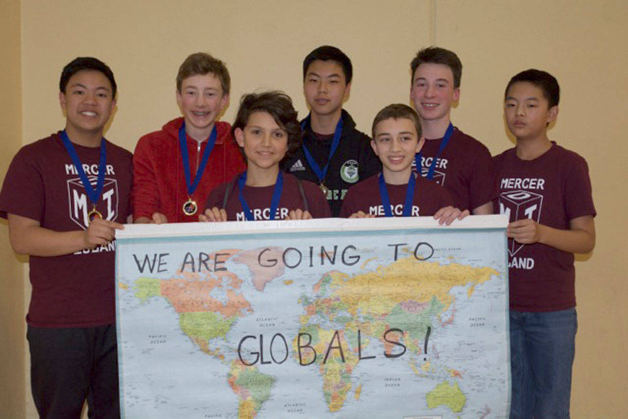 Team This Isn’t Legible from Islander Middle School was one of three Island teams to qualify for the DI global finals. Photo courtesy of Craig Degginger/Mercer Island School District