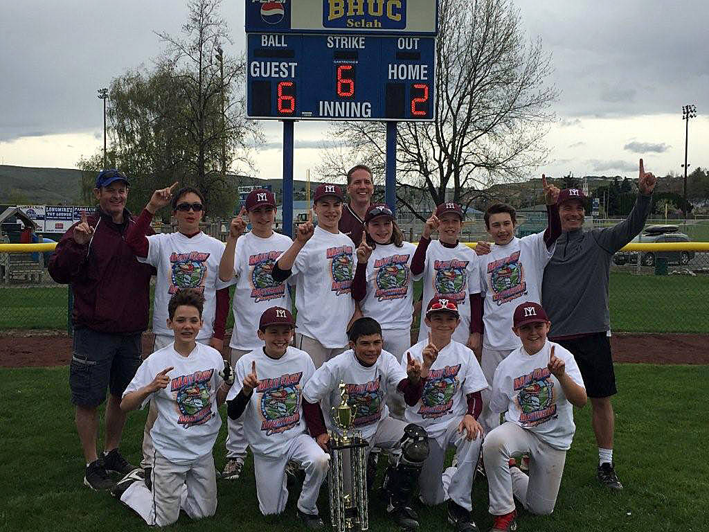 Photo courtesy of Lisa Beebe                                The Mercer Island Thunder 12U baseball team captured first place at the MayDay Mayhem baseball tournament on April 22 in Yakima. The Thunder went 6-0 at the tournament and defeated West Valley 6-2 in the championship game.