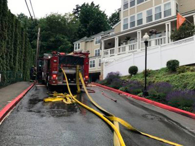 Mercer Island firefighters responded to reports of smoke coming from a parking garage of a retirement facility on June 28. Photo courtesy of the city of Mercer Island.