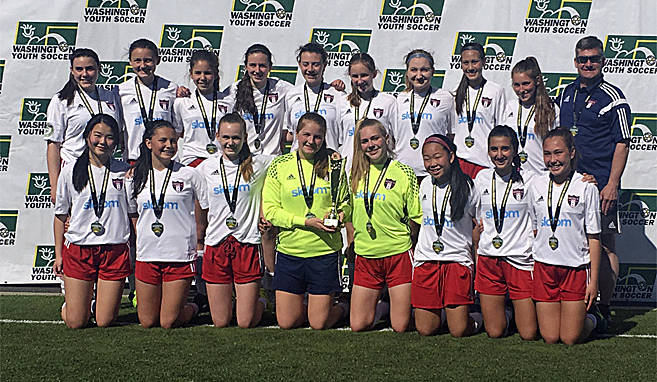 Photo courtesy of Carolyn Counihan                                Mercer Island athletes Christina Crow and Scarlett Counihan were members of the Eastside FC GO2 Red soccer team that captured the Washington Youth Soccer State championship on May 7.