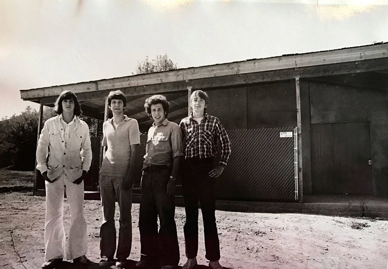 MIHS student members of The Committee to Save the Earth spread and level concrete for the floor of the Recycling Center, in Mercerdale Park at the corner of SE 32nd Street and 77th Avenue SE, during the summer of 1975. Photo courtesy of Meg Lippert