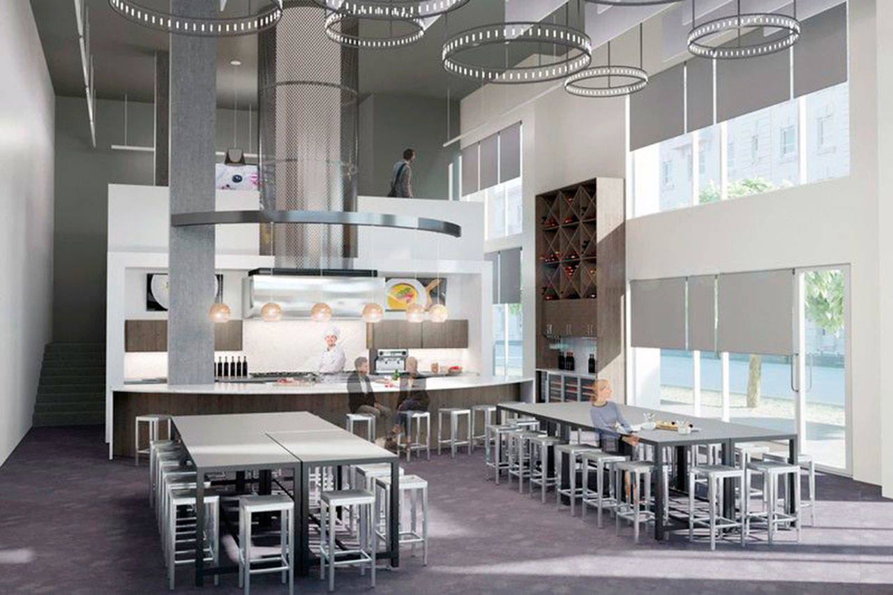 The demonstration kitchen is the centerpiece of Caruccio’s, a new culinary event center on the Island. Caruccio’s will have a soft opening starting Aug. 24. Photo via Caruccios.com