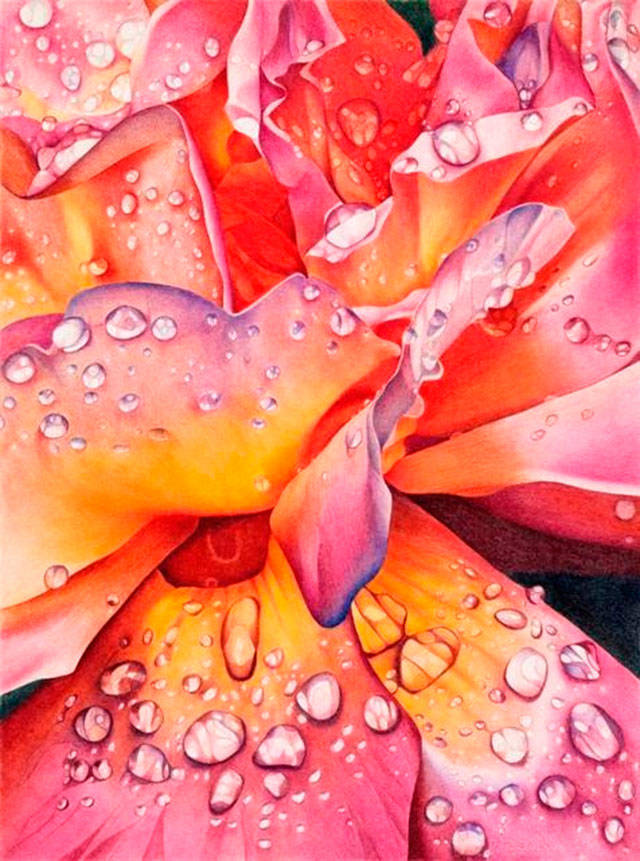 Colored pencil artwork: “Bejeweled” by Pamela Belcher, CPSA.
