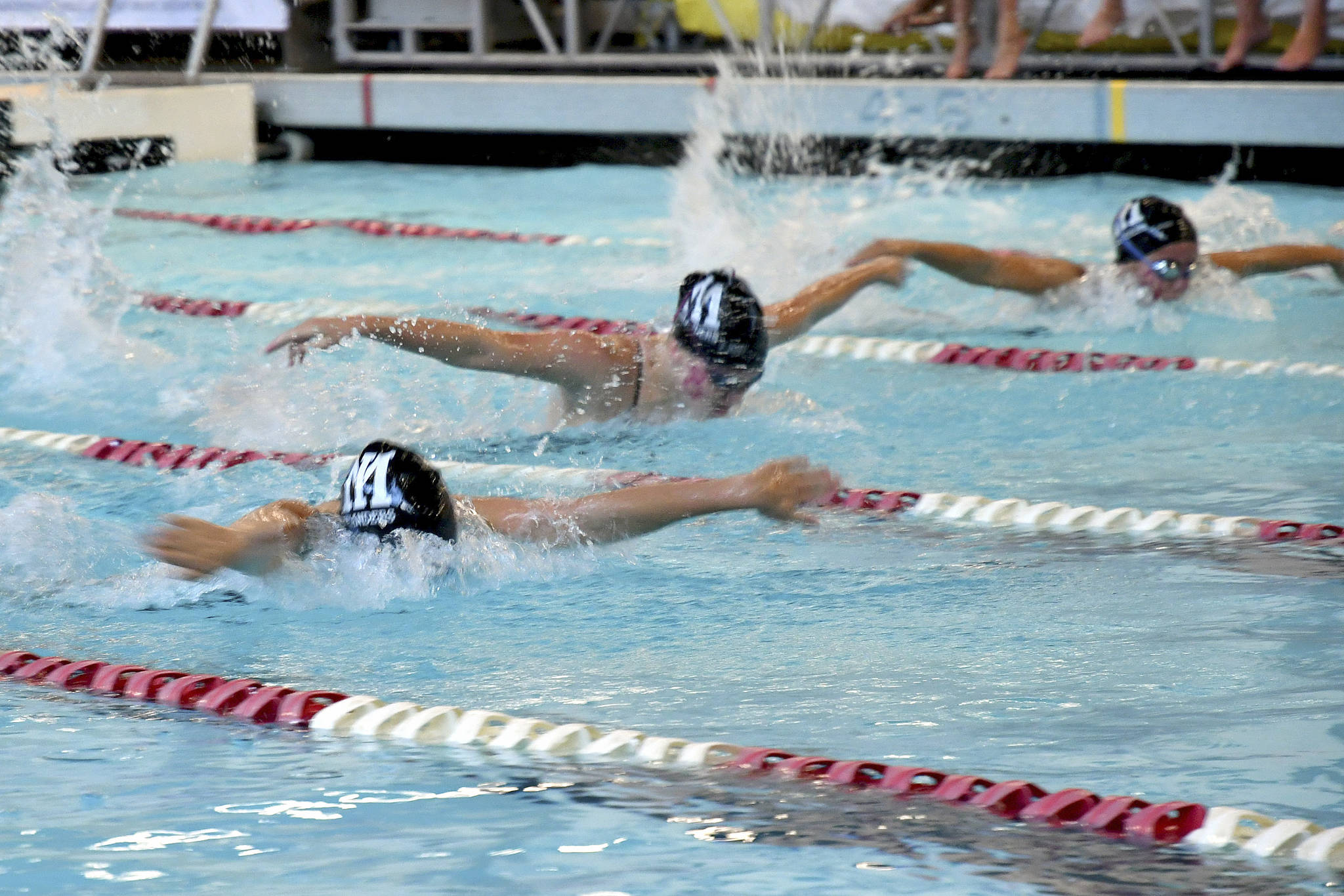 Photo courtesy of Lowell Williams The Mercer Island Islanders girls swim team cruised to a 149-37 victory against the Juanita Rebels on Sept. 12. Mercer Island athletes capturing first place in their respective events consisted of Sophia McGuffin (1-meter dive), Alexandra Williams (200 medley relay, 400 free relay), Grace Olsen (200 medley relay, 500 yard free), Hailey Vandenbosch (200 medley relay, 100 breaststroke, 200 intermediate), Ellie Williams (200 medley relay, 200 free relay), Julia Williamson (100 Fly, 200 free, 200 free relay, 400 free relay), Kaitlyn Williamson (100 back), Annie Pearse (100 free, 200 free relay, 400 free relay), Elizabeth Bailey (50 free, 200 free relay) and Chloe Mark (400 free relay).