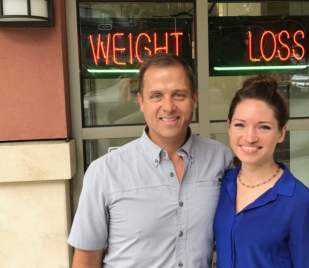 Dr. Paul Lund and Becky Shepherd pose outside Mercer Island’s new Ideal Weight Loss and Wellness. Photo courtest of Becky Shepherd