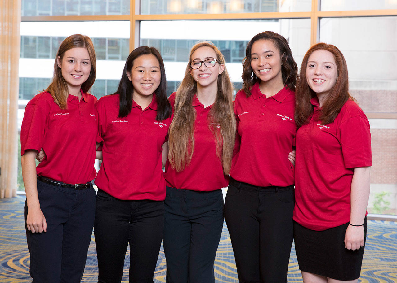 Five young women from the Seattle area, including one from Mercer Island, participated in Bank of America’s Student Leaders program. Photo courtesy of Rachel Coskey