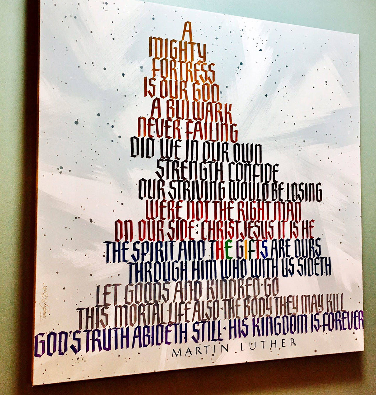 This original art commissioned by Covenant Shores pays homage to Martin Luther’s most well-known hymn “A Mighty Fortress Is Our God.” Photo courtesy of Greg Asimakoupoulos