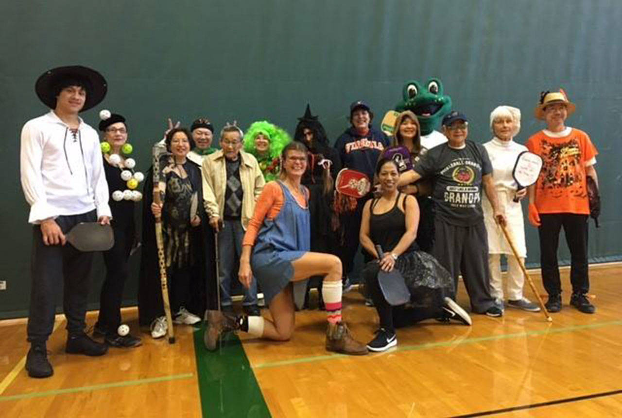 Mercer Island pickleball players celebrated Halloween with a costume contest and parade. Photo courtesy of Mercer Island Parks and Recreation