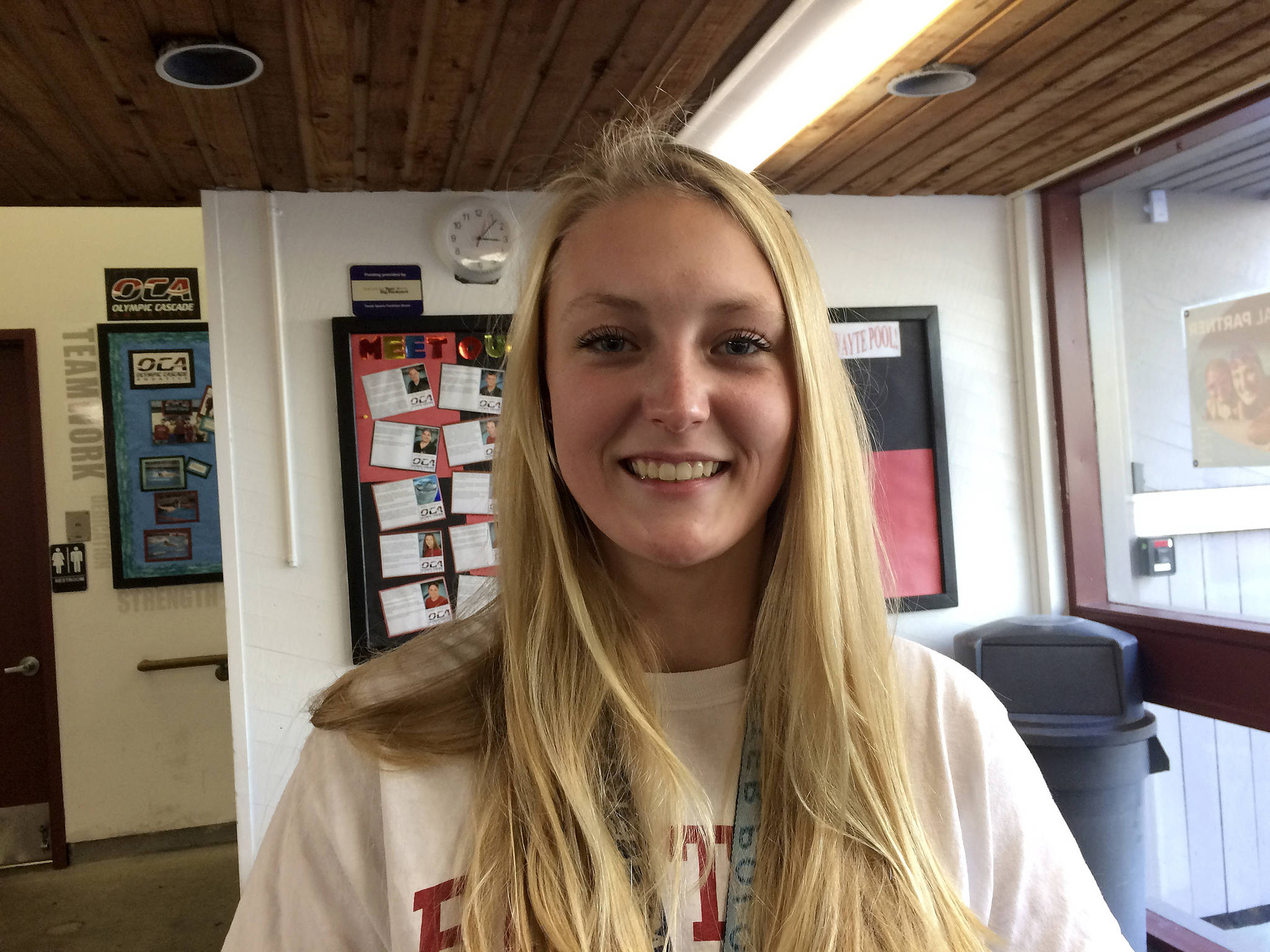 Shaun Scott/staff photo                                Mercer Island junior swimmer Annie Pearse, who competes in the 50 free and 100 free, is striving to place at the Class 3A state swim meet in the 50 free during the 2017 season.