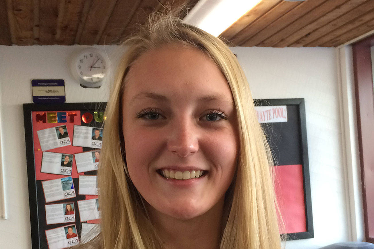 Shaun Scott/staff photo                                Mercer Island junior swimmer Annie Pearse, who competes in the 50 free and 100 free, is striving to place at the Class 3A state swim meet in the 50 free during the 2017 season.