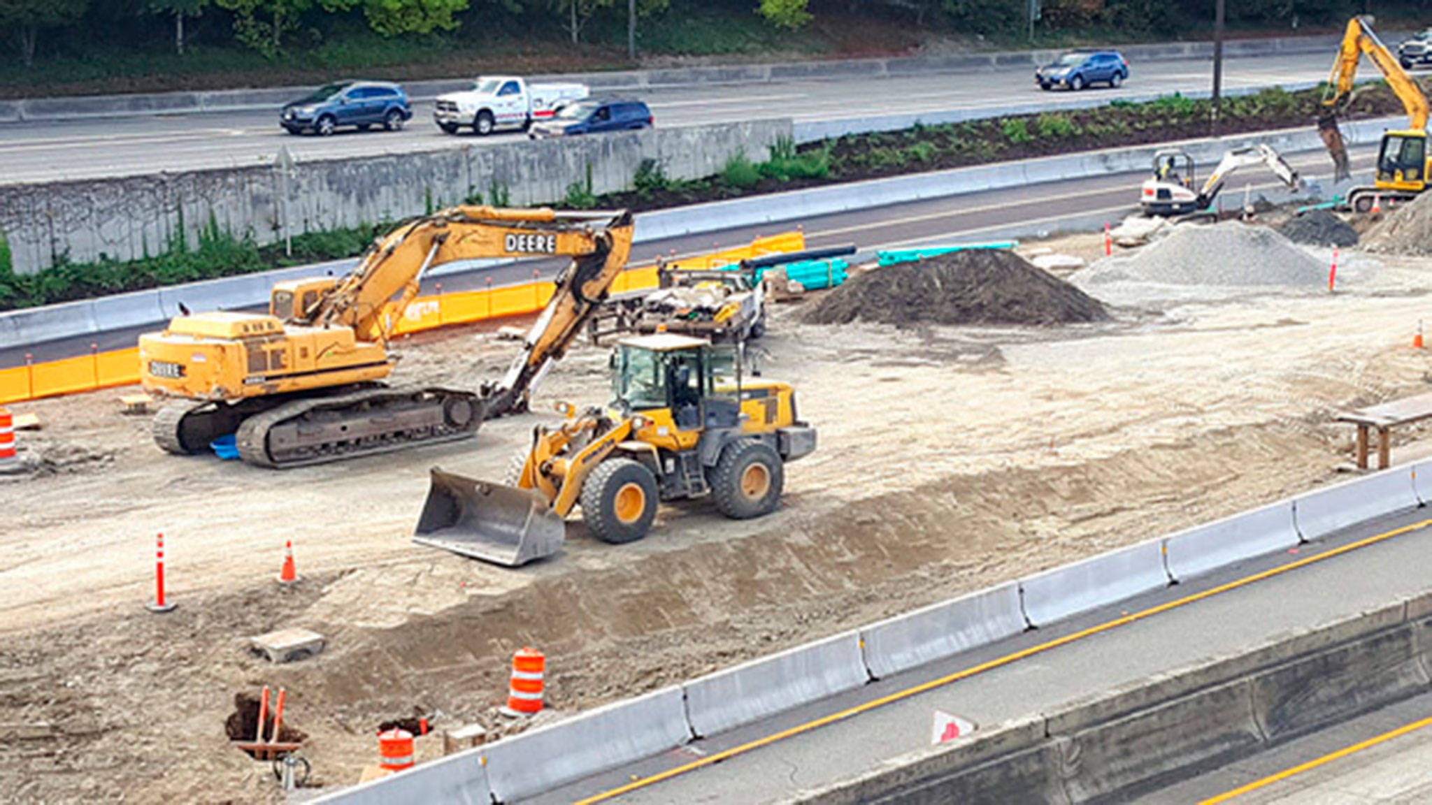 Crews excavate the station area to prepare for utility protection installation. Photo courtesy of Sound Transit