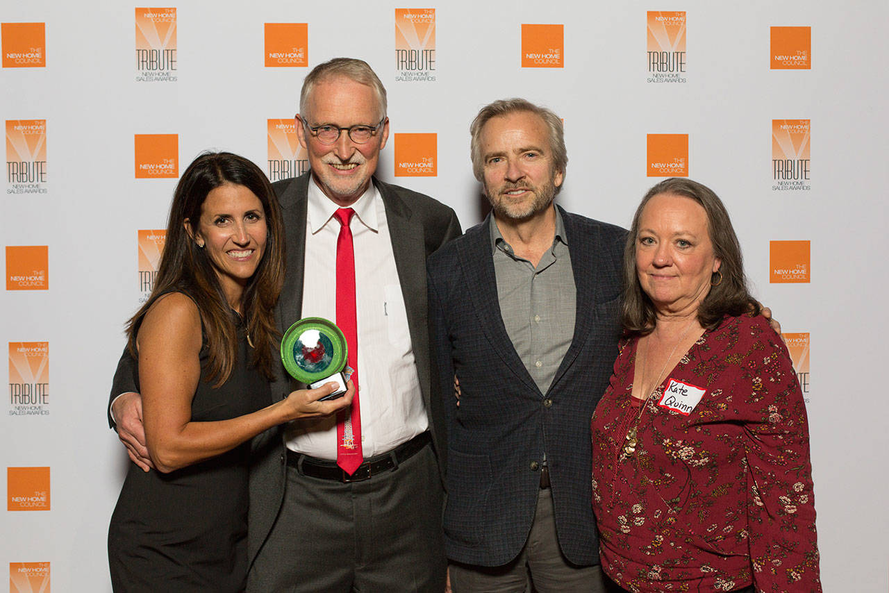 Left to right: Michele Schuler, Coldwell Banker Bain; Wes Giesbrecht, Pinball Ventures; Kolin Taylor, John L. Scott/KBS Development; and Kate Quinn, Fusion Happens. Photo courtesy of Leslie Larson/Larson Marketing & Communications LLC