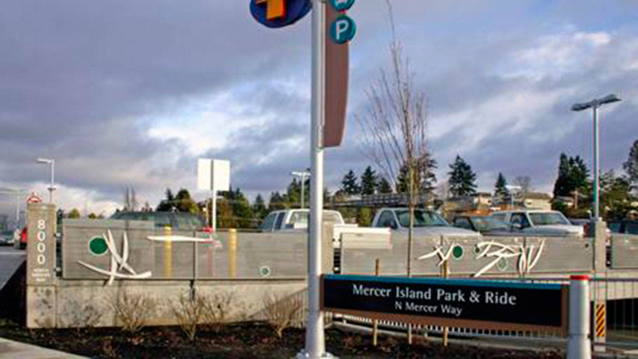 The Mercer Island Park and Ride is filling up at about 7 a.m., earlier than usual, since the closure of the Interstate 90 center roadway and the South Bellevue Park and Ride. Photo courtesy of Sound Transit