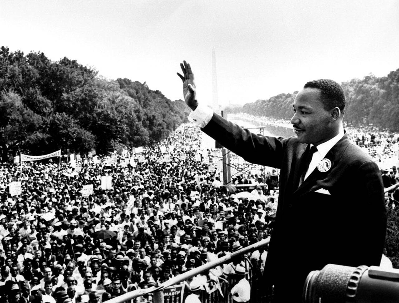 Martin Luther King, Jr. addresses a crowd from the steps of the Lincoln Memorial where he delivered his famous, “I Have a Dream,” speech during the Aug. 28, 1963, march on Washington, D.C. Photo courtesy of Wikimedia Commons