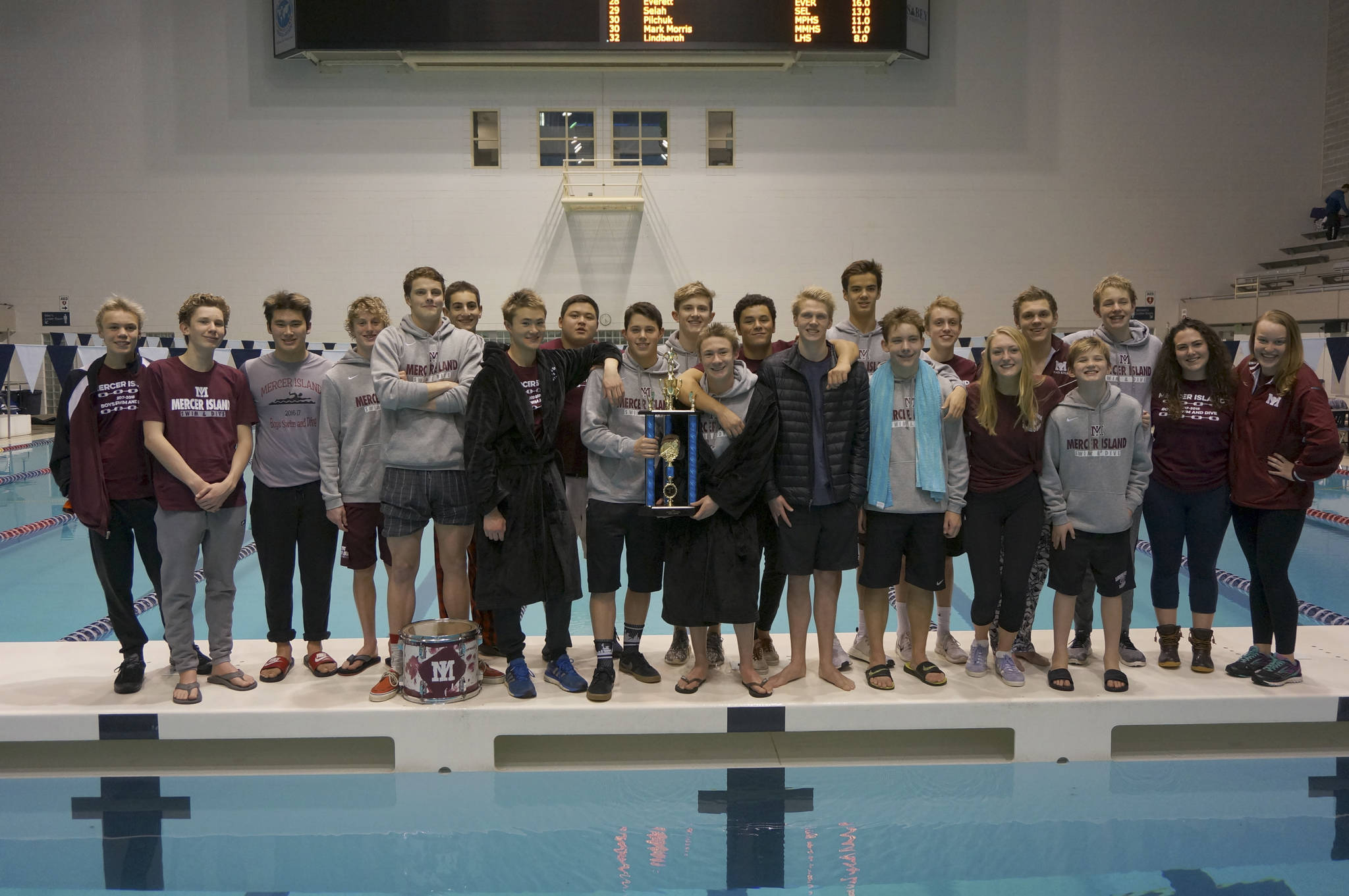 Photo courtesy of Danielle Whipple                                The Mercer Island Islanders boys swim team earned first place at the 27th annual Kentridge Invitational meet on Jan. 6 at the King County Aquatic Center in Federal Way. There were 43 high schools who competed at the meet. Mercer Island compiled 698 team points. Mercer Island swimmer James Richardson nabbed first place in the 100 fly and second place in the 100 backstroke. Killian Riley registered a third place finish in the 200 free. Kyle Bailey finished in second place in the 200 IM. The 200 medley relay team consisting of Alex Edwards, Carson Coe, Bailey and Richardson captured third place. The 200 free relay quartet of Oliver Hoff, Nate Robinson, Coe and Riley tallied a third place finish. The 400 free relay team of Riley, Richardson, Robinson and Hoff registered a second place finish.