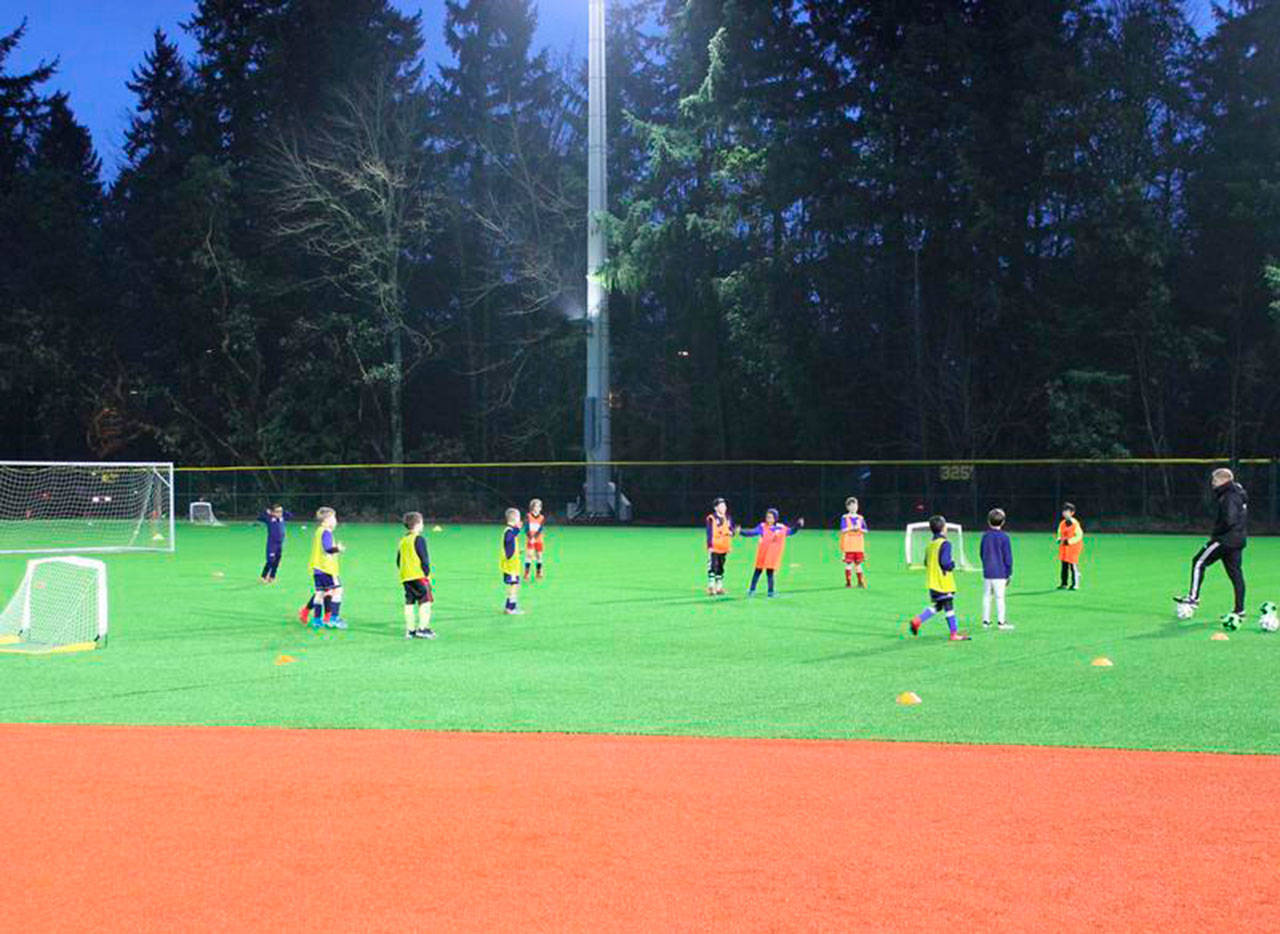 The city hosted a rental at the updated Island Crest Park last week. Synthetic turf was installed in the outfield of the north field, and 30-year-old lights and wood poles were replaced with a more efficient LED light system on new steel poles. Photo courtesy of the city of Mercer Island