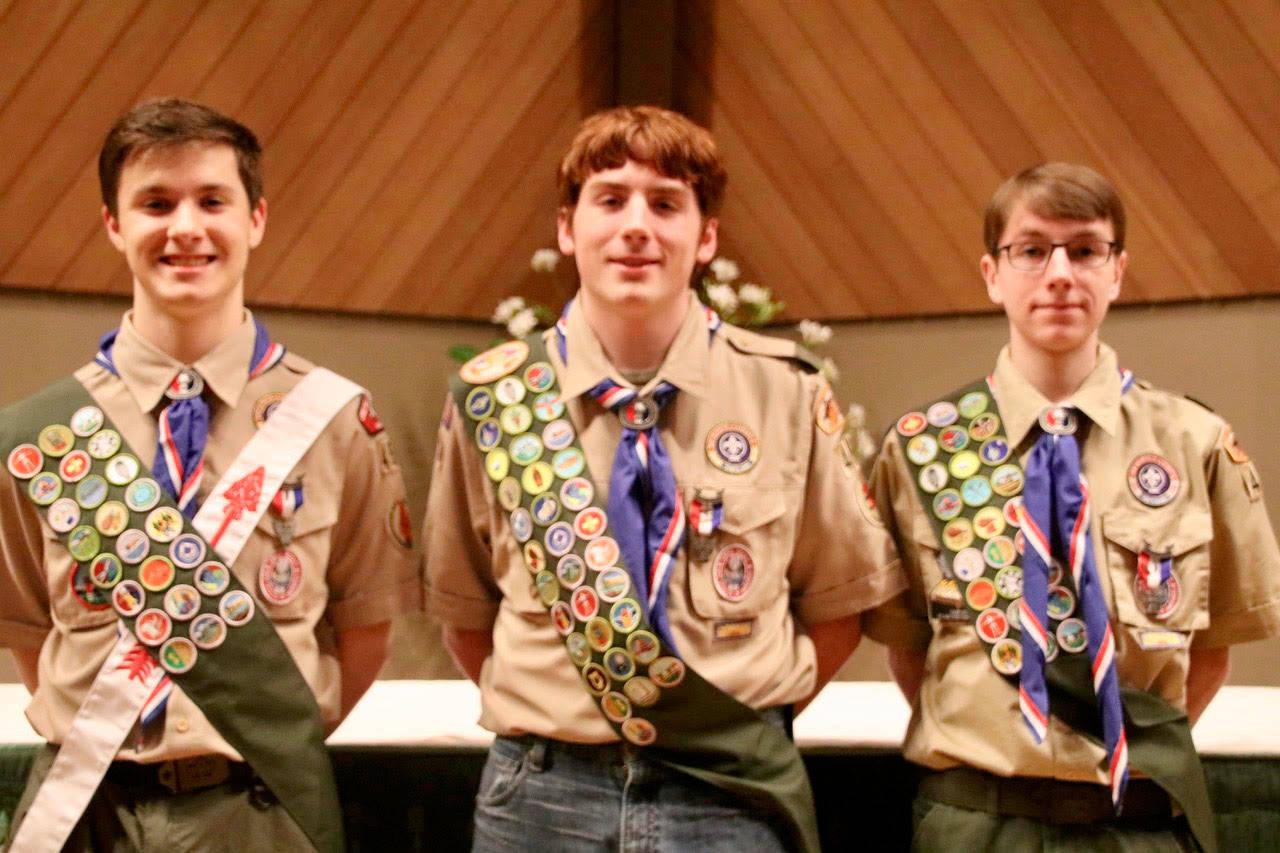 Ethan Fosburgh, Alec Norman and Avery Smith of Mercer Island Boy Scout Troop 457 recently achieved the rank of Eagle Scout.