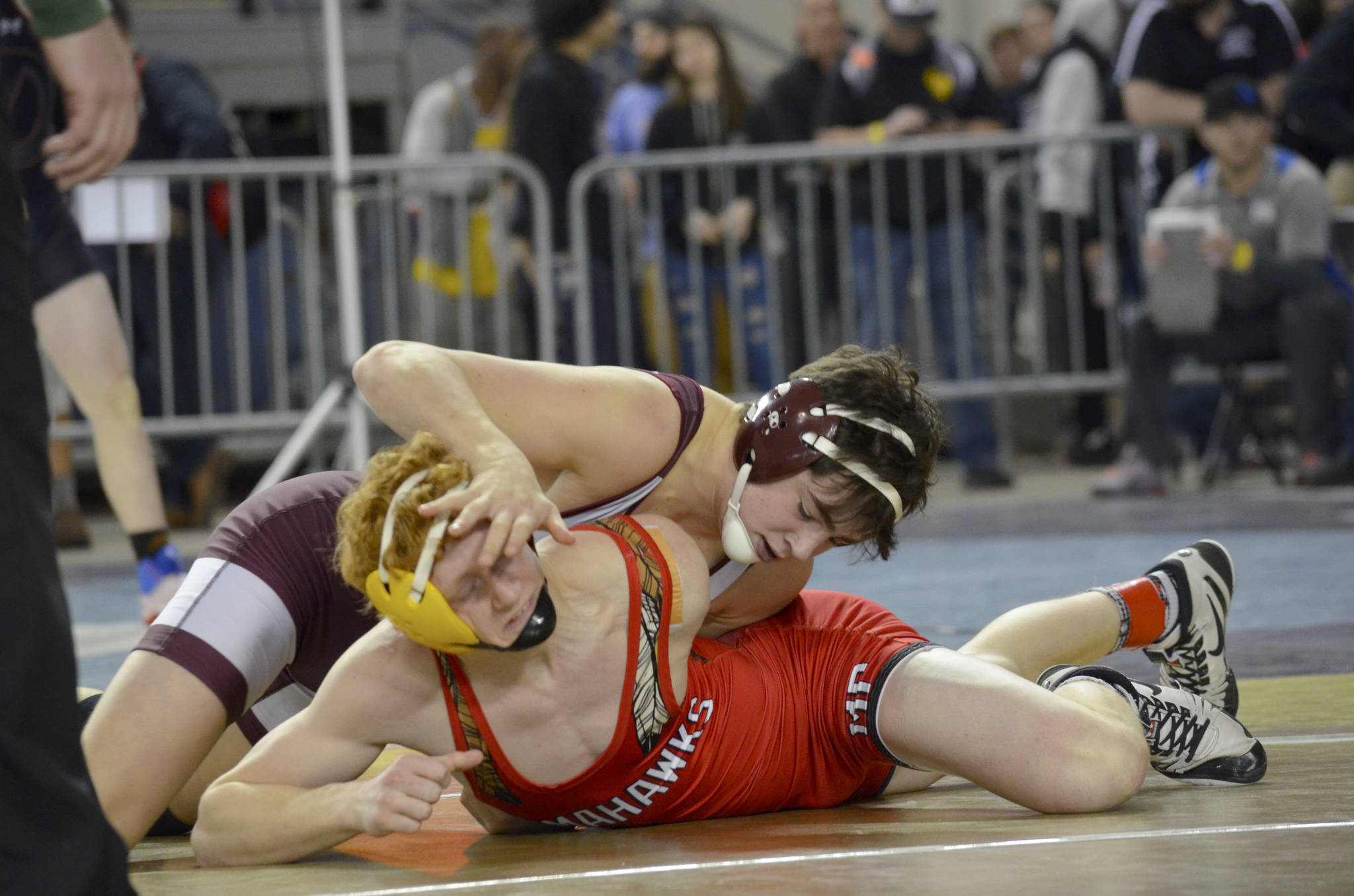 Photo courtesy of Billy Pruchno                                Mercer Island Islanders senior 152-pound wrestler Jonah Andrews captured eighth place in his weight class at the Mat Classic Class 3A state tournament on Feb. 17 at the Tacoma Dome.