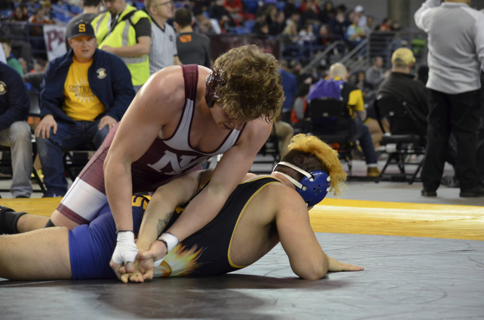 Photo courtesy of Billy Pruchno                                Mercer Island 195-pound junior Donnie Howard earned second place at the Mat Classic Class 3A state tournament on Feb. 17 at the Tacoma Dome.