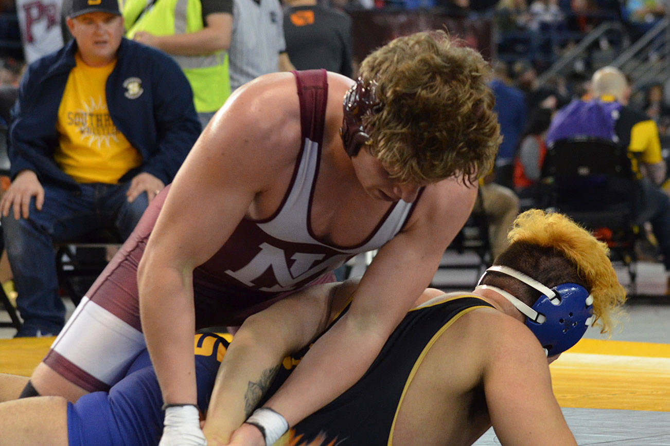 Photo courtesy of Billy Pruchno                                Mercer Island 195-pound junior Donnie Howard earned second place at the Mat Classic Class 3A state tournament on Feb. 17 at the Tacoma Dome.