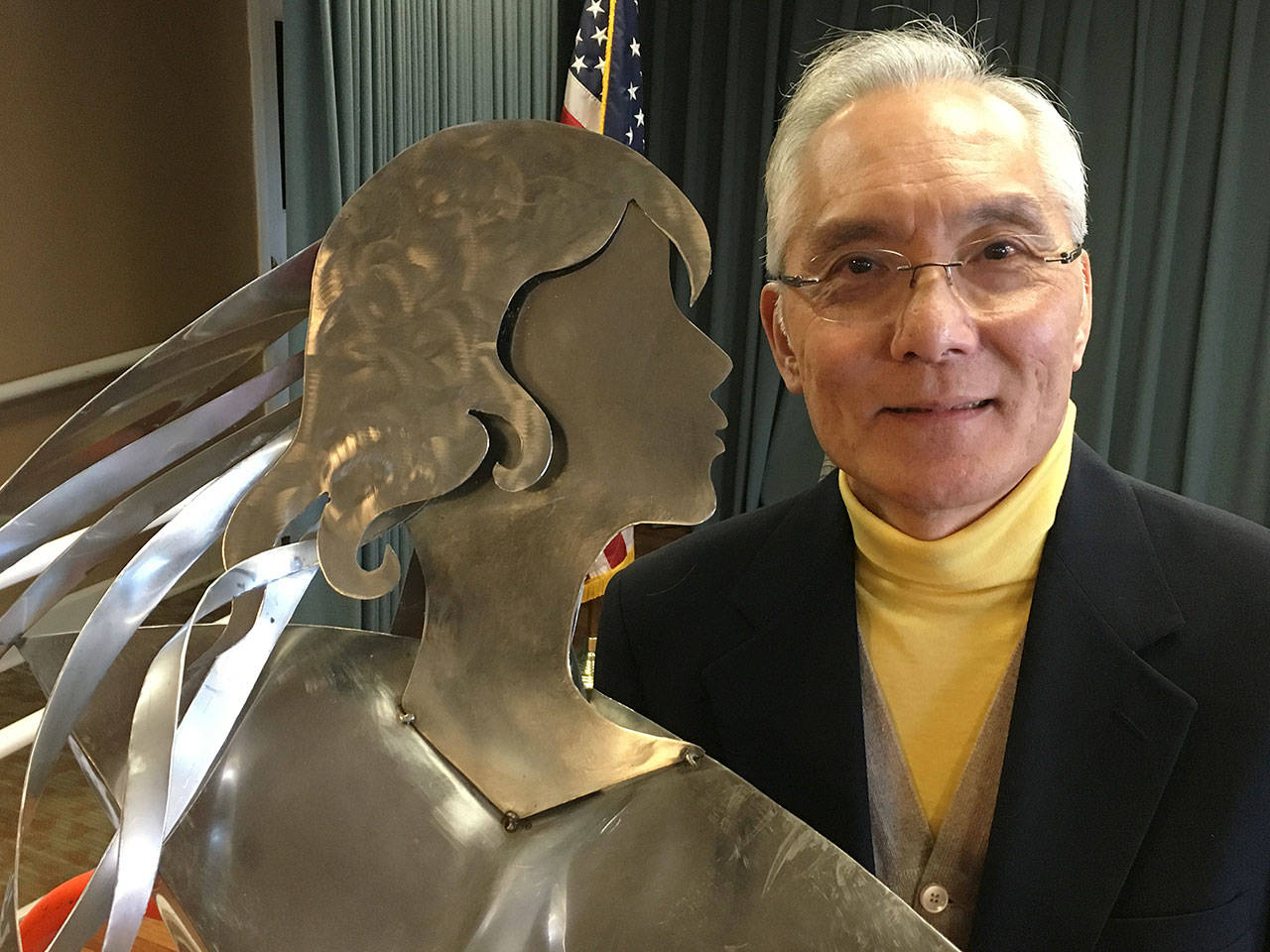 Dr. Kevin Au donated this sculpture of a mermaid to Covenant Shores. Photo courtesy of Greg Asimakoupoulos