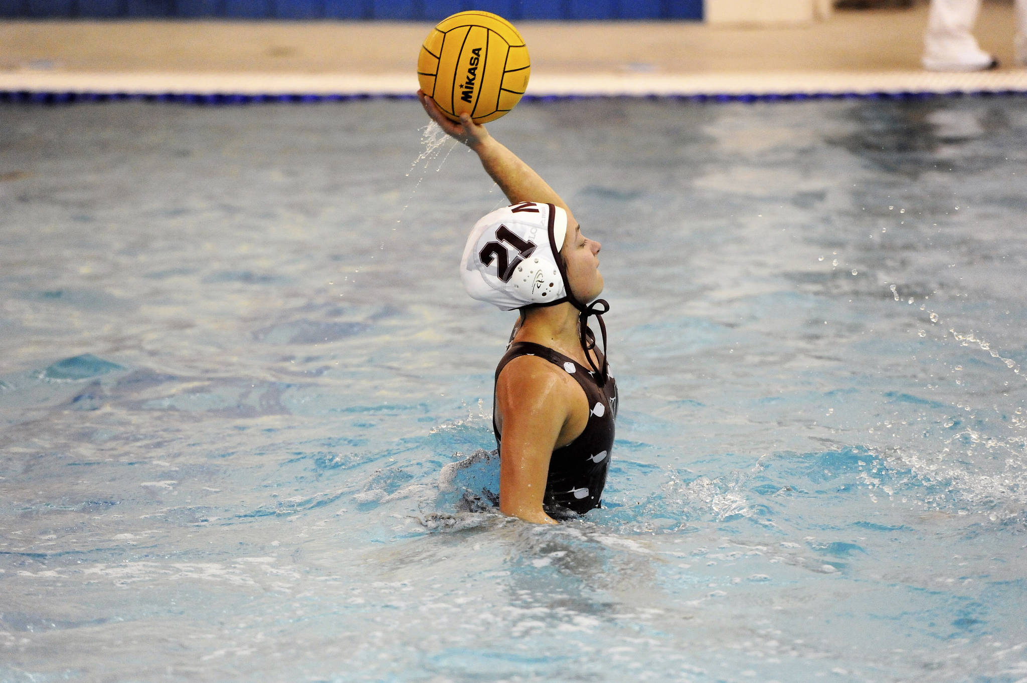Photo courtesy of Debby Wilson                                Mercer Island Islanders girls water polo player Annie Ritcey, who is one of the team captains, unleashes a pass during a game during the 2018 season. The Islanders have just one loss thus far.