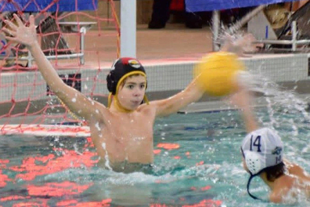 Photo courtesy of Melissa Bakh                                Mercer Island eighth grader Finn Friedland is adept at stopping opposing team’s offenses from scoring in water polo from the goalie position. Friedland will be a freshman at Mercer Island High School during the 2018-19 school year.