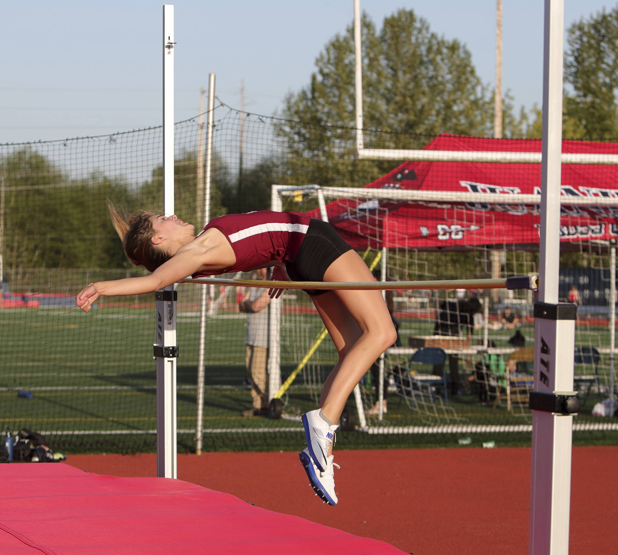 Photo courtesy of Jay Na                                The Mercer Island Islanders girls track and field squad earned third place as a team, compiling 59 team points at the 42nd annual Lake Washington All-Girls Invitational on April 28. Kamiak captured first place (87 team points) at the event.                                The Islanders 800 relay quartet consisting of Kayla Lee, Margaret Baker, Gretchen Blohm and Eliza Crenshaw earned first place with a time of 1:45.56. Mercer Island’s 1600 relay squad of Maya Virdell, Lee, Baker and Blohm cruised to a first place finish with a time of 4:03.58. Lee captured second place in the 200 with a time of 26.31. Baker captured second place in the 400 with a time of 58.74. Islanders senior Katie McCormick (pictured) competed in the high jump.