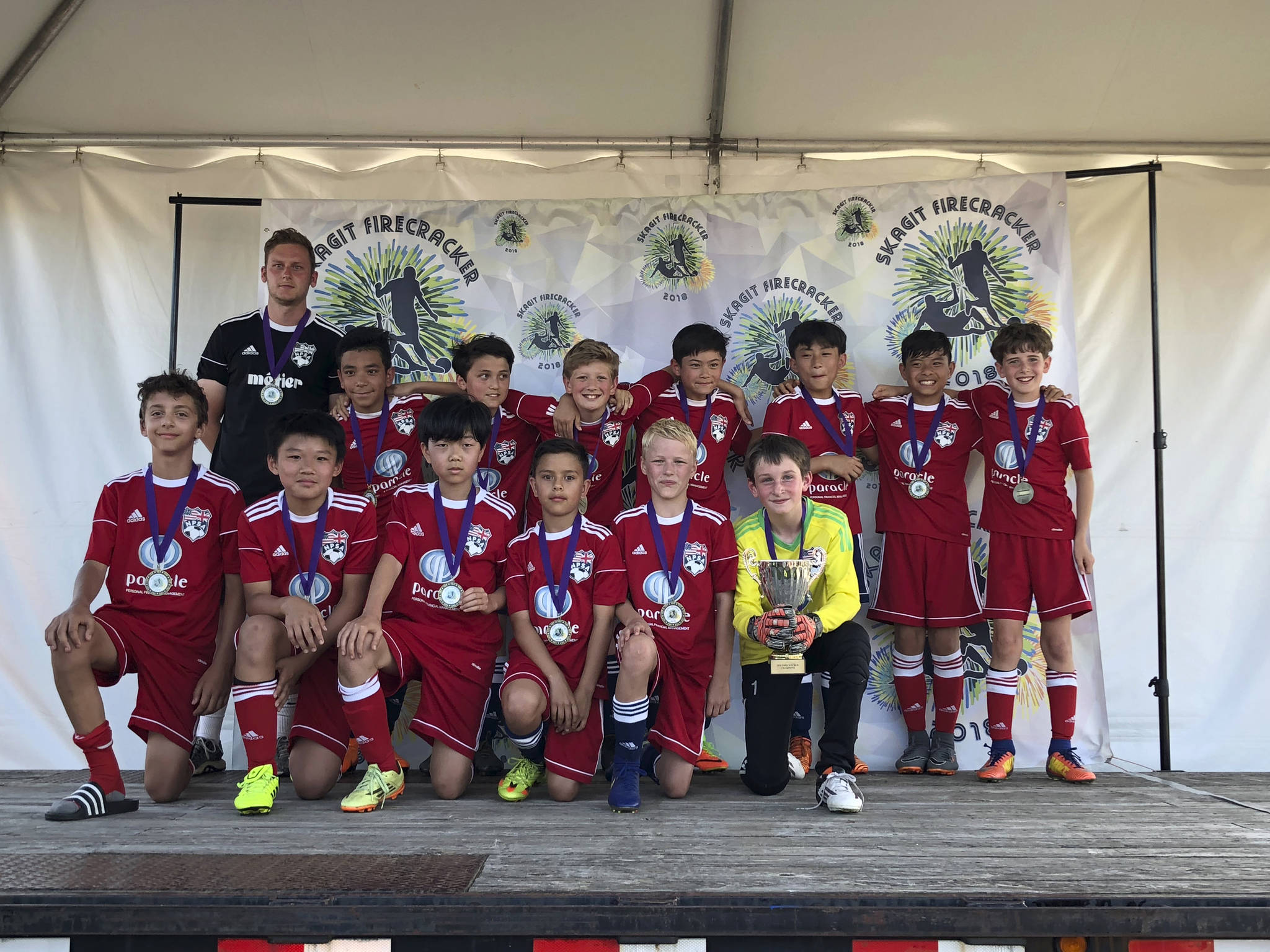 The NPSA Titans 06 boys soccer team, which is coached by Jack Sturgess, captured first place at the Skagit Firecracker tournament in their division on June 17 in Burlington.                                The Titans roster consisted of Aidan Rodey, Nick Chou, Kyler Anderson, Wyatt Acker, Lucas Shelton, Kai Kinoshita, Tanner Jones, Georgios Devekos, Atsufumi Nakanishi, Yusuf Ashmawi, Kousei Fujita, Colby Duenas and Ben Lamperti. Photo courtesy of Tom Acker