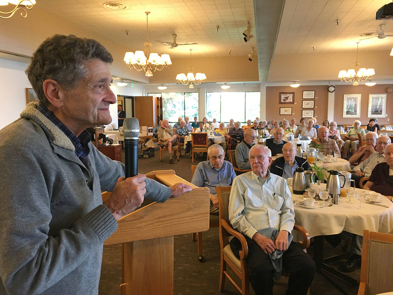 Michael Medved, syndicated talk show host and film critic, speaks at Covenant Shores on July 11. Contributed photo