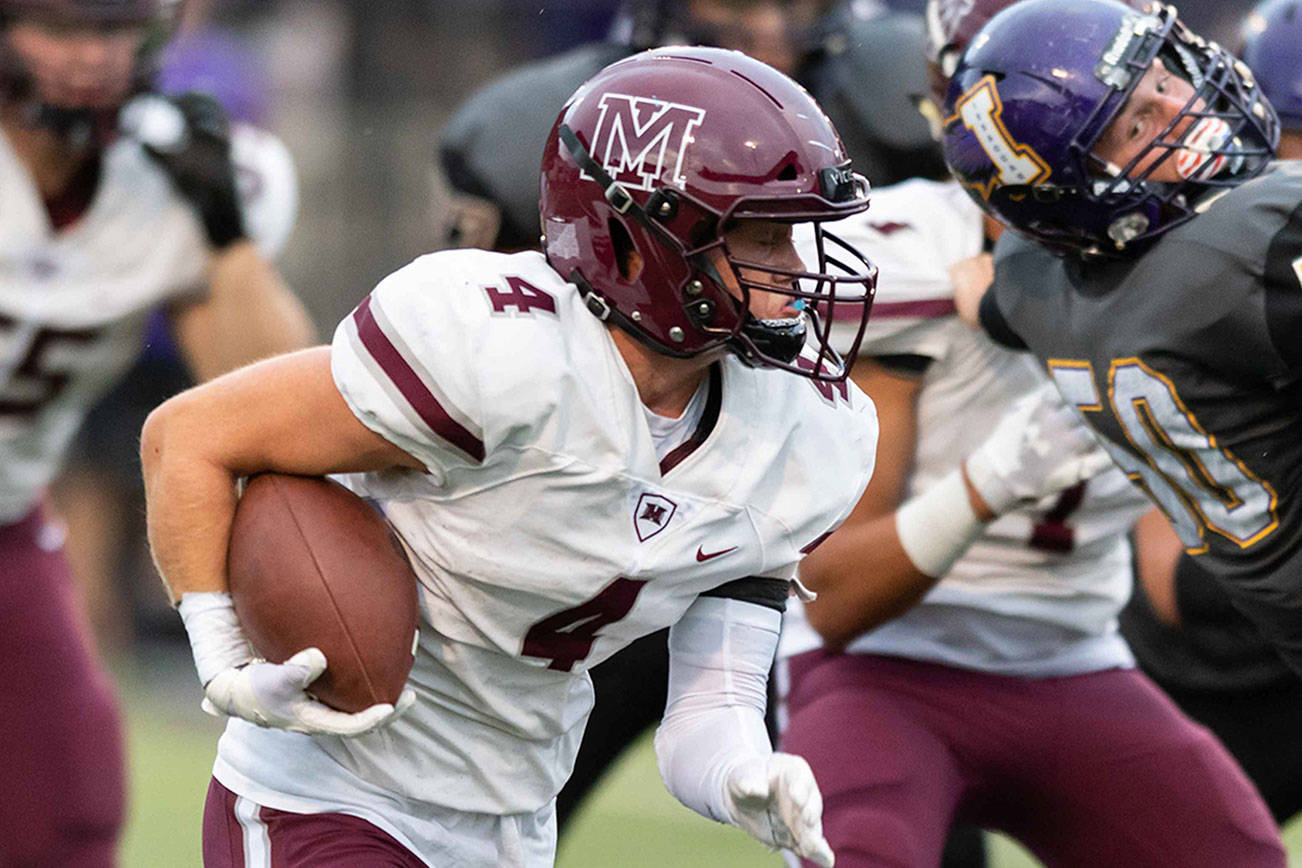 Mercer Island Islanders running back Jack Clayville scored two rushing touchdowns against the Issaquah Eagles on Sept. 7. Mercer Island improved their overall record to 2-0 courtesy of their 13-0 victory against Issaquah. Photo courtesy of Patrick Krohn/Patrick Krohn Photography