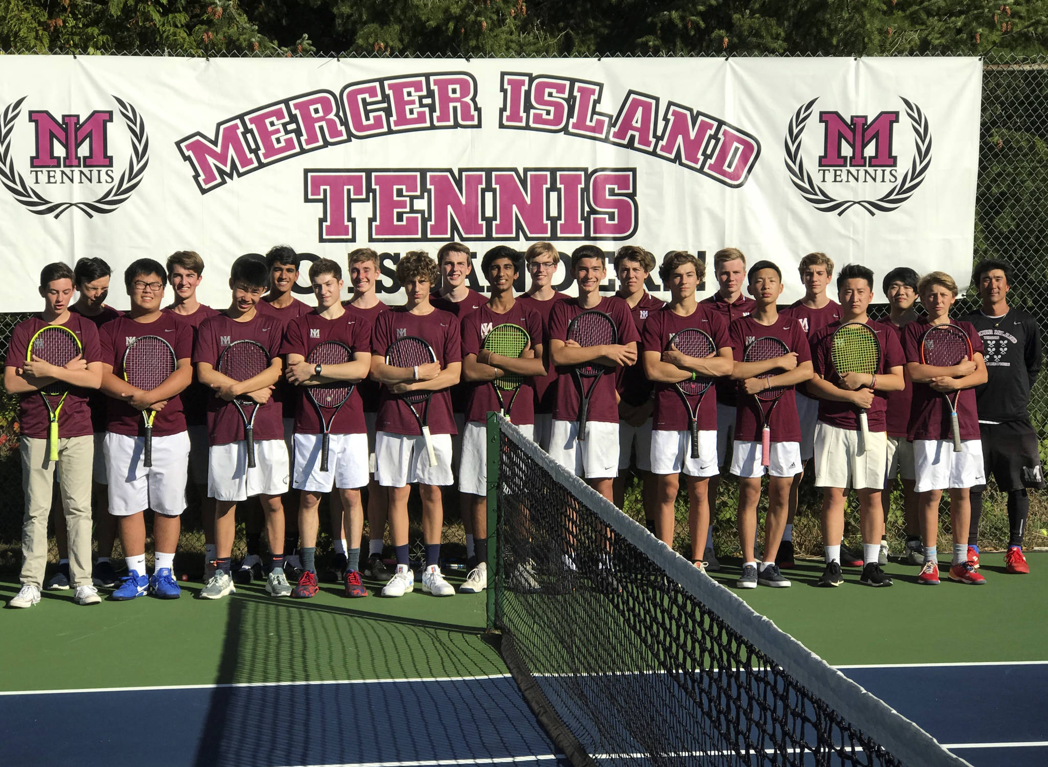 The Mercer Island Islanders boys tennis team earned a 6-1 victory against the Bellevue Wolverines in a 3A/2A KingCo tennis matchup on Sept. 25 on Mercer Island. The Islanders improved their overall record to 8-1 (4-0 league) with the victory. Photo courtesy of Anjali Patel