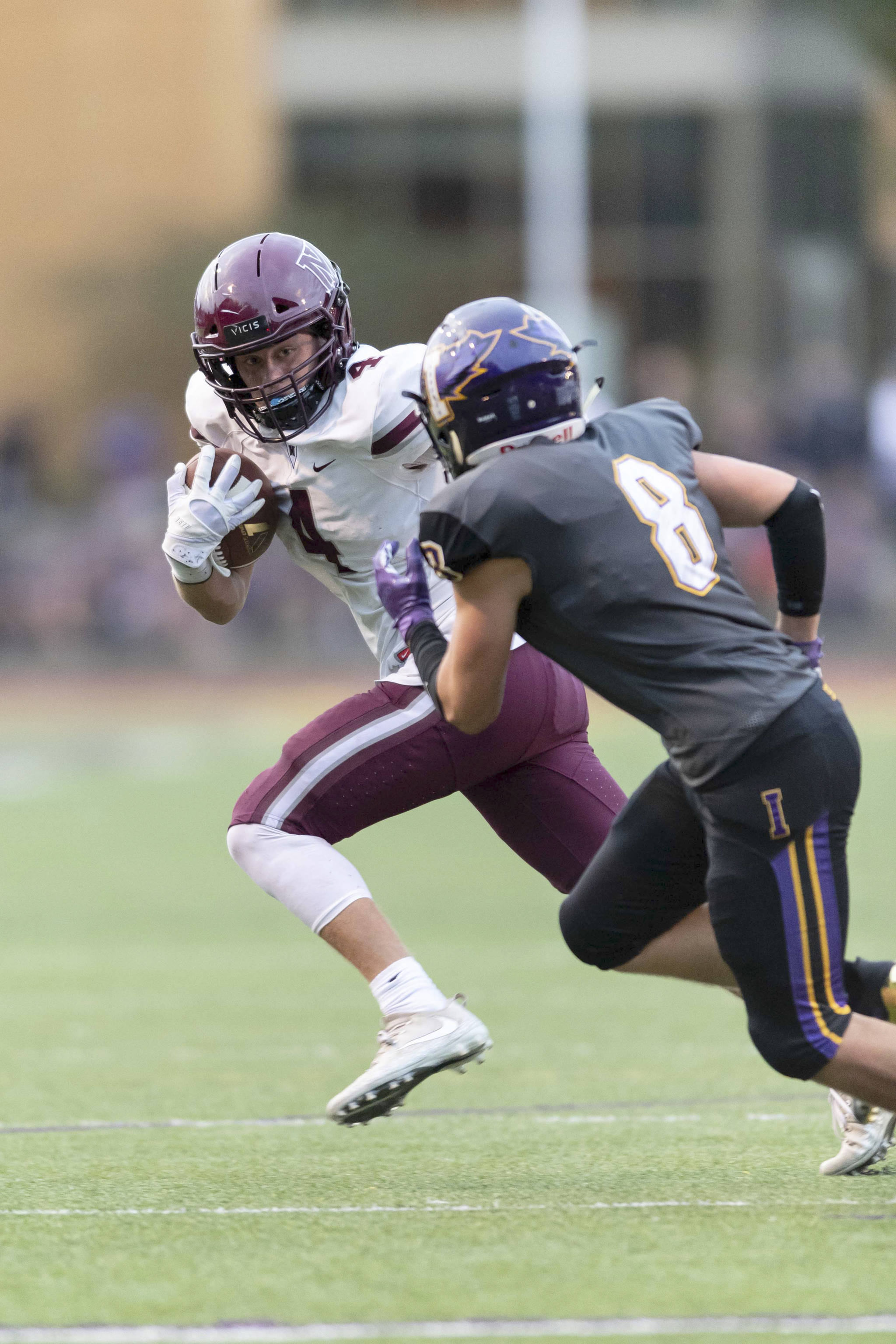 Mercer Island senior running back Jack Clayville (pictured) has been one of the most prolific players on offense for his team throughout the 2018 season thus far. The Islanders have compiled an overall record of 5-0 in early season action. Photo courtesy of Patrick Krohn/Patrick Krohn Photography