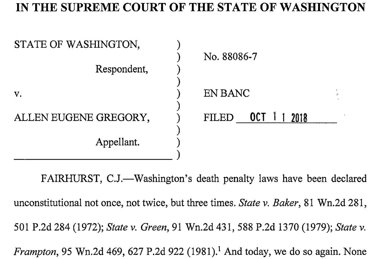 State Supreme Court strikes down death penalty