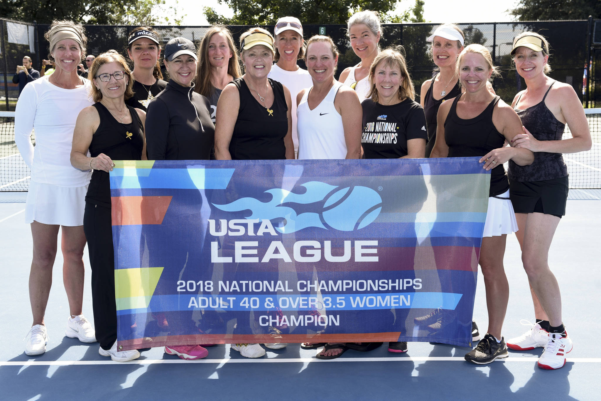 A Mercer Island-based women’s tennis team, which represented the United States Tennis Association Pacific Northwest section, earned a national title at the USTA League Adult 40 Over 3.5 National Championships on Oct. 21 at the Arlington Tennis Center in Arlington, Texas. The Mercer Island team defeated a Cornelius, North Carolina squad 3-2 in the championship match. Members of the championship roster included Carol Gregory, Nancy Smith, Susie Harrington, Diane Panteleakos, Cindy Paborsky, Suzy Skone, Heidi Martin, Hilary Benson, Molly Fort, Ildi Koves, Shawn Wood, Kelly Everson and Leigh Perks. Photo courtesy of Andrew Ong/USTA