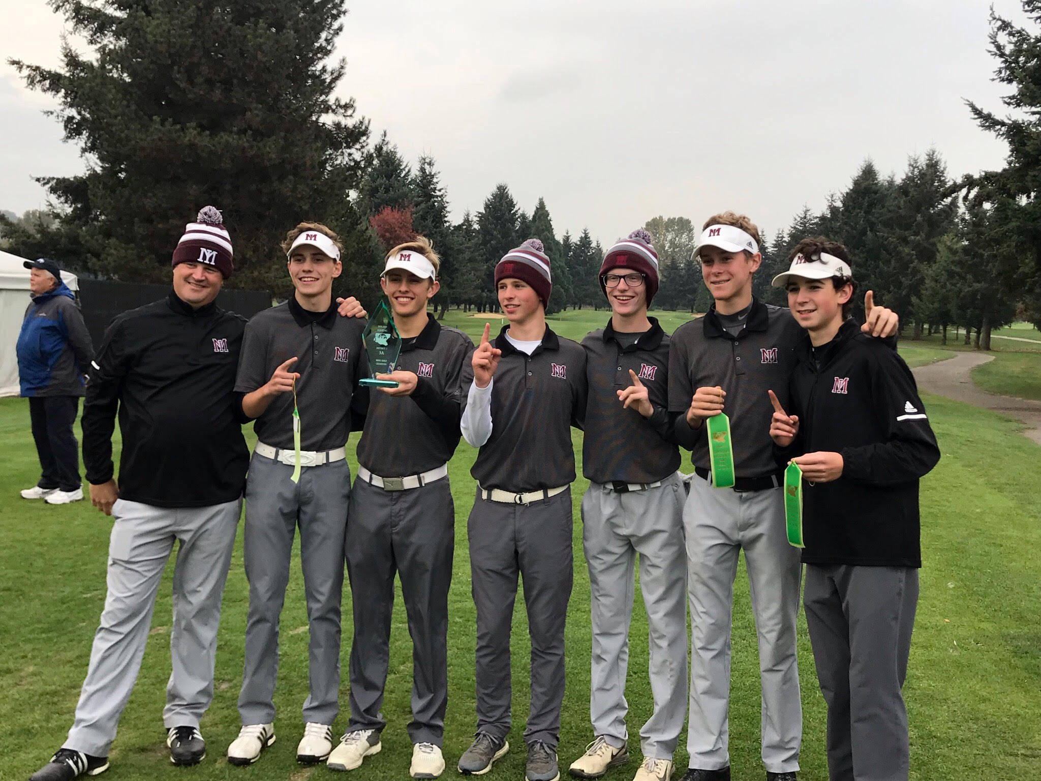 The Mercer Island Islanders boys golf team won the KingCo 2A/3A tournament on Oct. 15 and 3A SeaKing golf tournament on Oct. 23. The Islanders will compete in the Class 3A state golf tournament this May. Photo courtesy of Tyson Peters