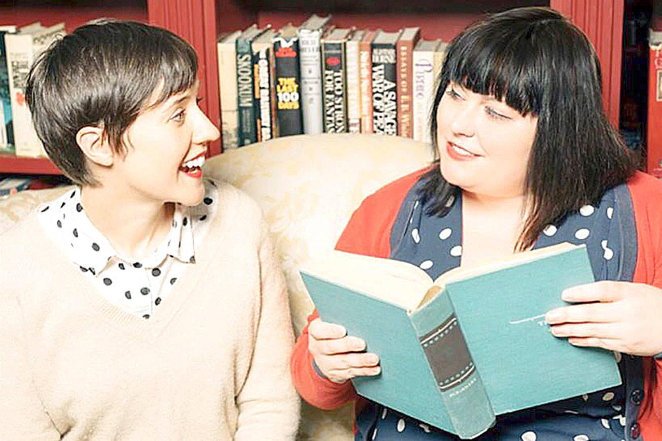 KCLS launched its first podcast called “The Desk Set.” The podcast is hosted by librarians Britta Barrett and Emily Calkins. Photo courtesy of “The Desk Set.”